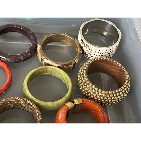 Vintage Mixed Material Metal Plastic Cinnabar Etc BRACELET Bangle BOX LOT 20pcs - Picture 14 of 15